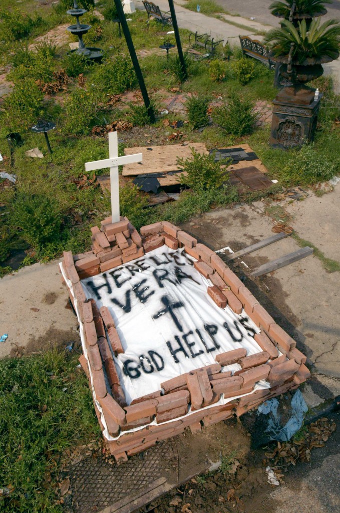 A makeshift grave was made during the aftermath of Hurricane Katrina. 1,836 people died due to the catastrophic storm. (Photo: Haley/SIPA/Newscom)