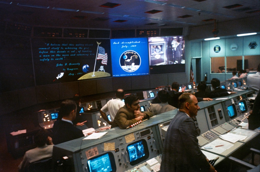 NASA workers watch the Apollo 11 mission from the Mission Control Center. (Photo: NASA)