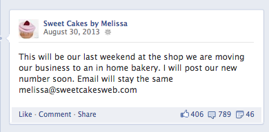 Sweet Cakes Facebook Page