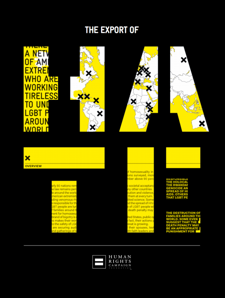 Human Rights Campaign, 'The Export of Hate' cover
