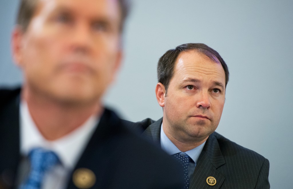 Rep. Marlin Stutzman, R-Ind., (right), pictured with Rep. Vern Buchanan, R-Fla., is leading an effort to prevent Republican leaders from spending over prescribed budget caps.