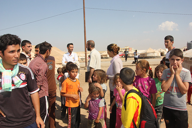 At a makeshift shelter in Khanki, some 67,000 Yezidi refugees arrived in a matter of days. 