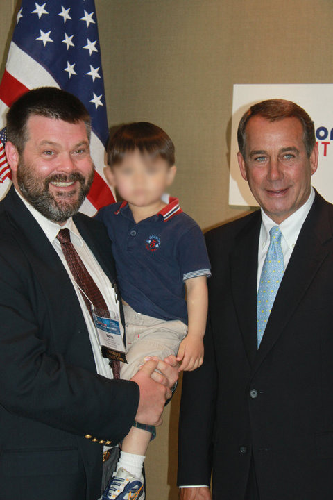Barth Bracy and his son meet then-House Minority Leader John Boehner in June 2010 at the National Right to Life Convention in Pittsburgh. (Phioto: Bracy Family)