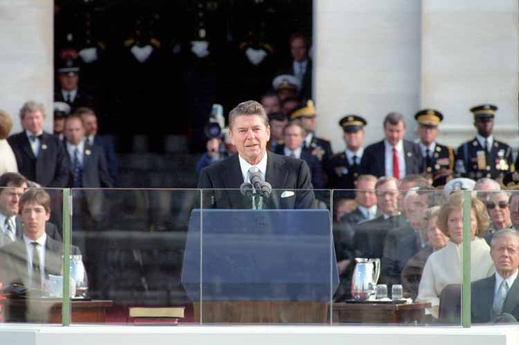 President Reagan giving his first Inaugural Address from the U.S. Capitol. (Photo: Ronald Reagan Library)