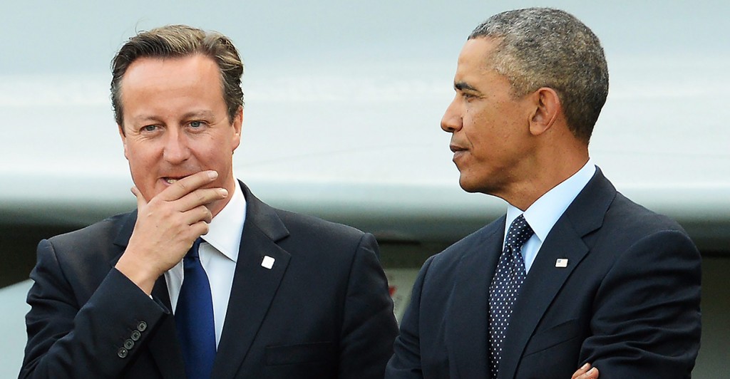 'Shoulder to shoulder': British Prime Minister David Cameron and President Obama. (Photo: Newscom)