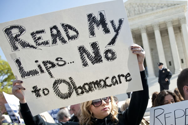 Protesters oppose Obamacare at Supreme Court