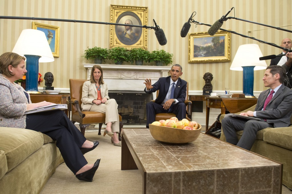 President Barack Obama addresses the media next to Sylvia Burwell, Secretary of Health and Human Services and Thomas Frieden, Director of the Centers for Disease Control and Prevention. (Photo: Kevin Dietsch/Newscom)
