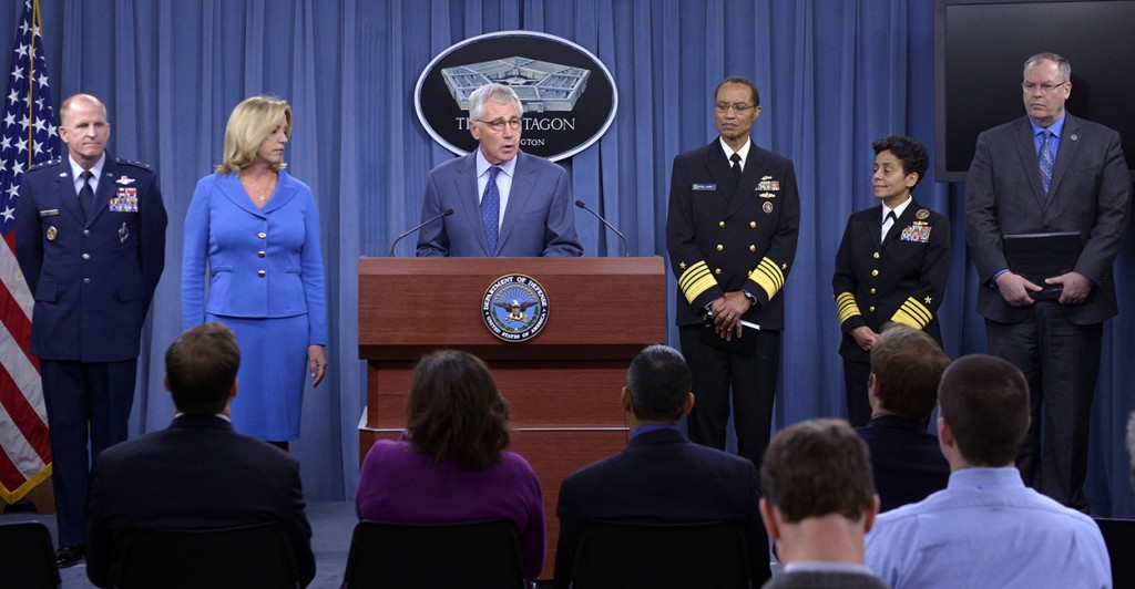 U.S. Defense Secretary Chuck Hagel speaks at a news briefing at the Pentagon in Washington D.C. on Nov. 14, 2014. (Photo: Newscom)