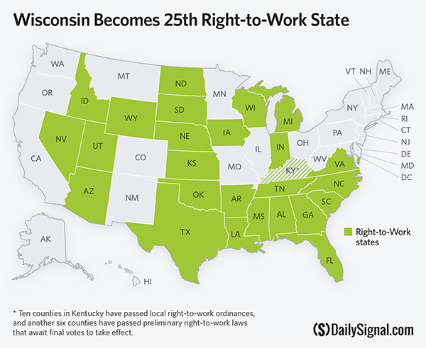 25 States Are Now Right To Work States