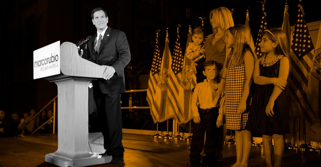 Marco Rubio celebrates with his family at the ''Reclaim America Victory Celebration'' at the Biltmore Hotel in Coral Gables, Nov. 2, 2010. (Photo: Mike Stocker/Sun-Sentinel/Newscom)