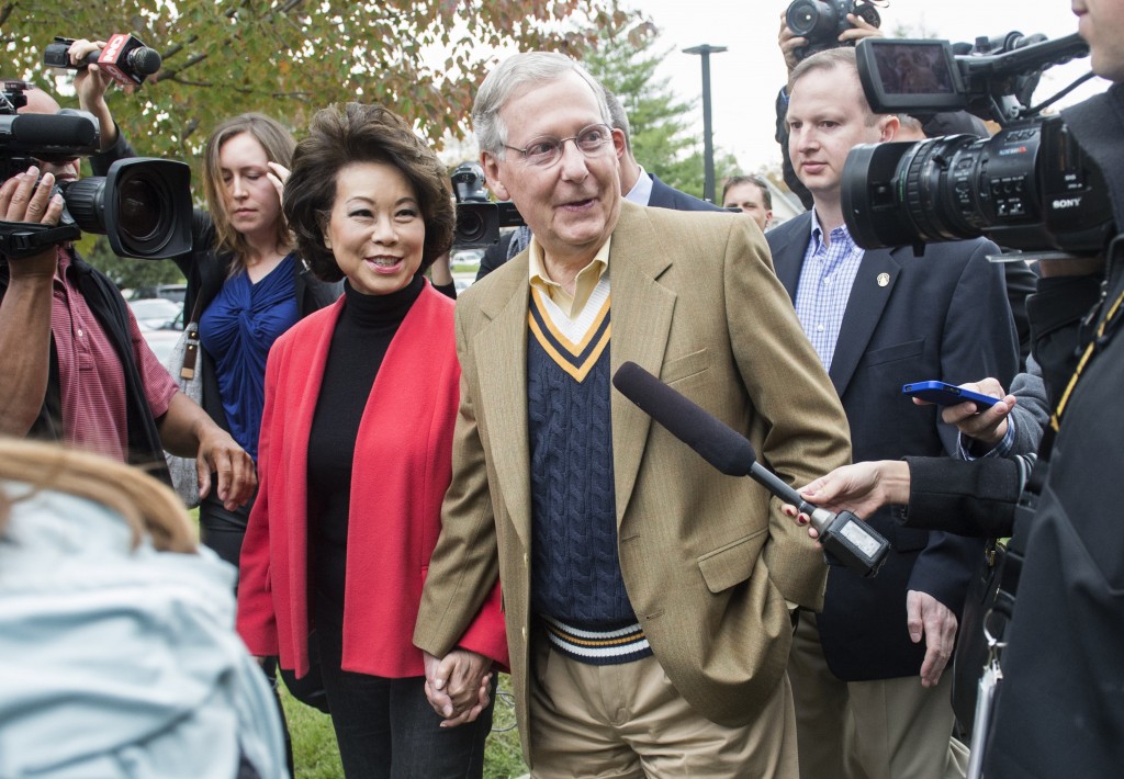 Mitch McConnell, R-Ky, and his wife Elaine Chao. (Photo: Kevin Dietsch/Newscom)