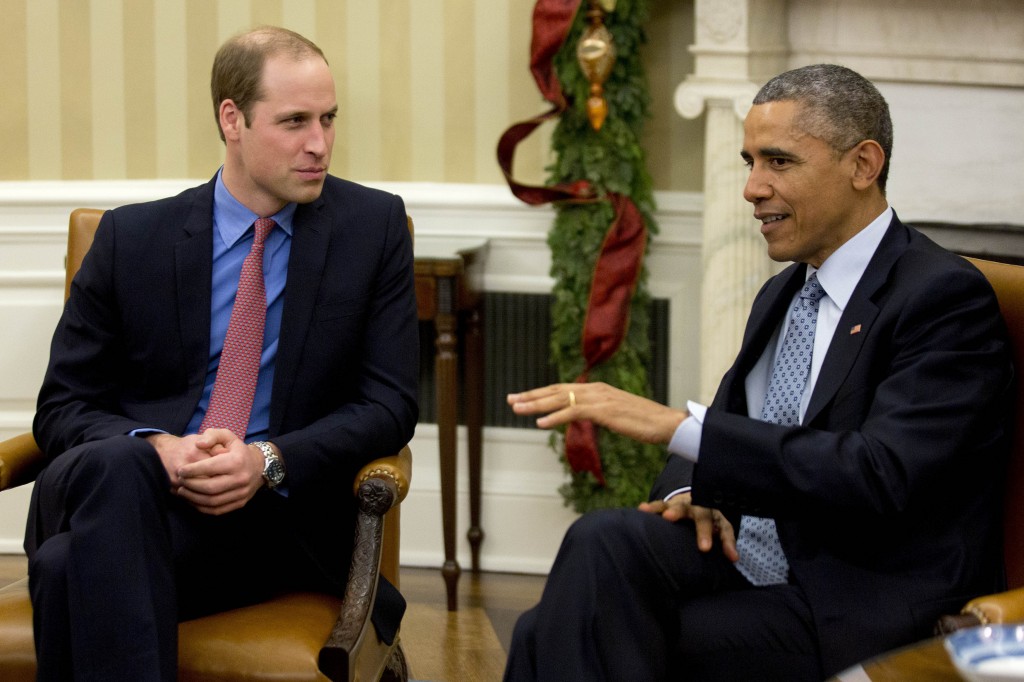 President Barack Obama meets Prince William, the Duke of Cambridge, in the Oval Office of the White House on Dec. 8. (Photo: Andrew Harrer/Pool/Newscom)