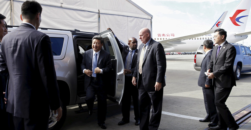 Chinese President Xi Jinping arrives at Boeing headquarters in Washington state on Wednesday. (Photo: Reuters/Jason Redmond/Newscom)