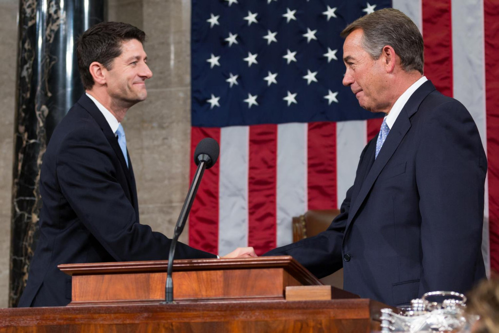 Before retiring last year, former House Speaker John Boehner (right) reached a two-year budget deal intended to make the job easier for his successor, Paul Ryan. (Photo: Caleb Smith/ZUMA Press/Newscom)