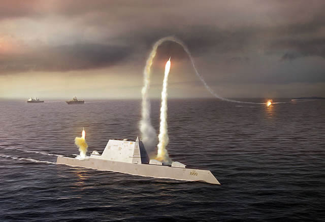 Artist rendering of the Zumwalt class destroyer
