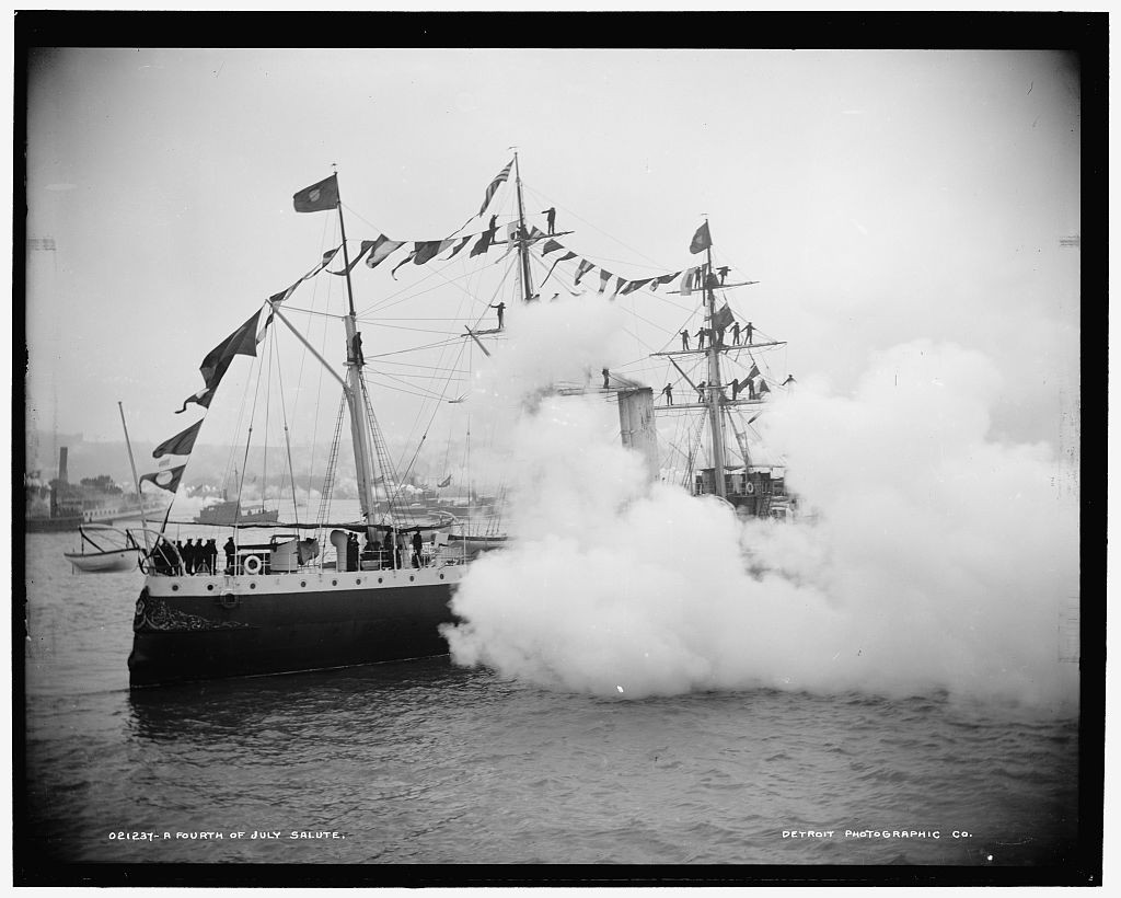 The Brazilian Gunboat Tiradentes fires a salute to honor the 4th of July in 1893. (Photo: The Library of Congress)