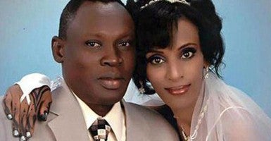 Meriam Yahia Ibrahim Ishag and her husband, Daniel Wani. (Photo: Martin Bloem via Twitter)