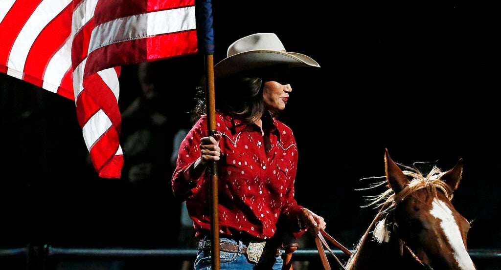 Kristi Noem horse American flag