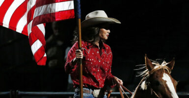 Kristi Noem horse American flag