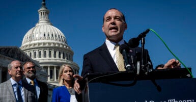 Congressman in a suit in front of the U.S. Capitol