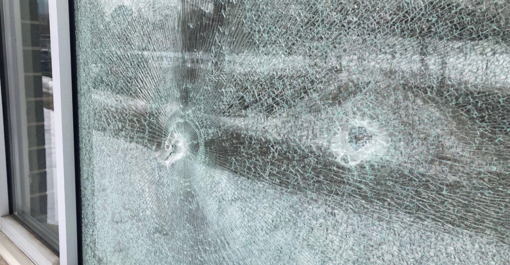 Shattered glass window