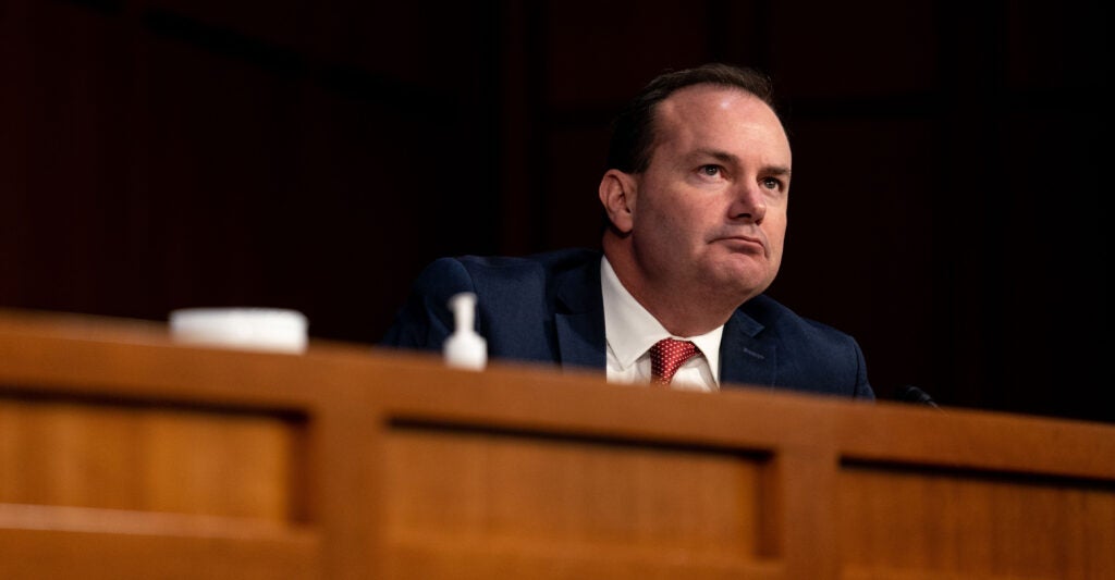 Sen. Mike Lee at a hearing