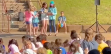 An elementary school in Charlottesville, Virginia led children in a celebration of LGBTQ gender ideology during a school-wide monthly meeting, video obtained by The Daily Signal shows. Screenshot of video.