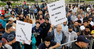 Protesters rally against explicit books in schools