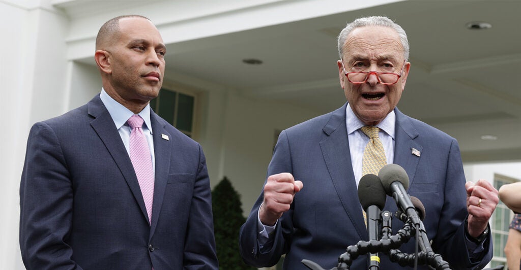 U.S. House Minority Leader Hakeem Jeffries and Senate Majority Leader Chuck Schumer