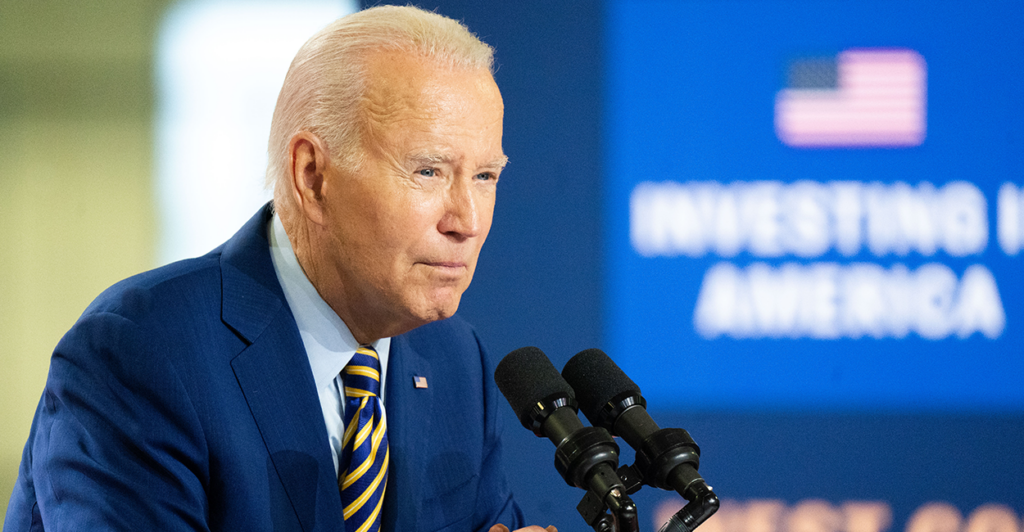 President Biden at microphones