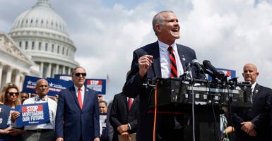 House Freedom Caucus Members Speak To The Press outside US Capitol