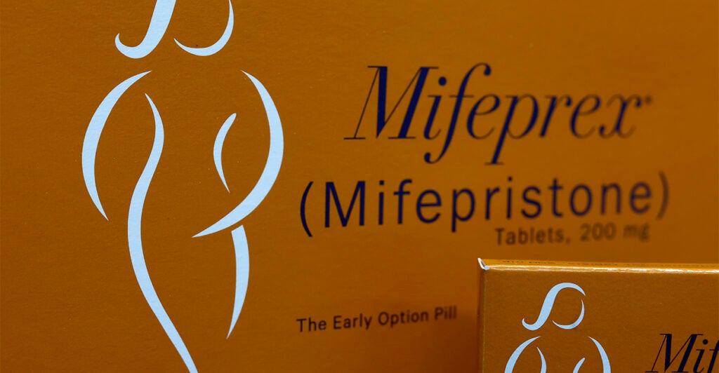 A Mifeprex abortion pill package