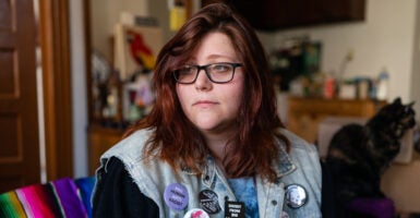 WASHINGTON, D.C. - APRIL 2: A DC judge refused to allow pro-life activists to show photos of aborted, premie sized babies as evidence. Lauren Handy, director of activism for Progressive Anti-Abortion Uprising, poses for a portrait in Washington, D.C. on April 2, 2022. (Photo by Eric Lee for The Washington Post via Getty Images)