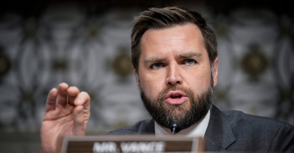 Senate Democrats on Thursday opposed a request from Republican Ohio Sen. JD Vance for floor consideration of a bill banning mask mandates. Pictured: Vance questions former executives of failed banks during a Senate Banking Committee hearing on Capitol Hill May 16, 2023 in Washington, DC. (Photo by Drew Angerer/Getty Images)