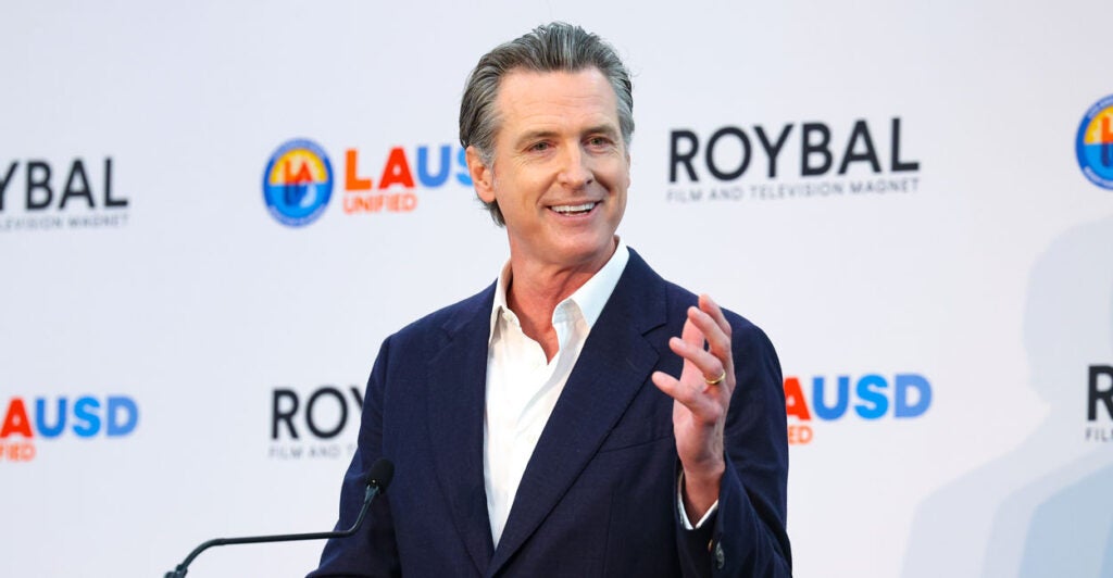 California Gov. Gavin Newsom speaks at an event.