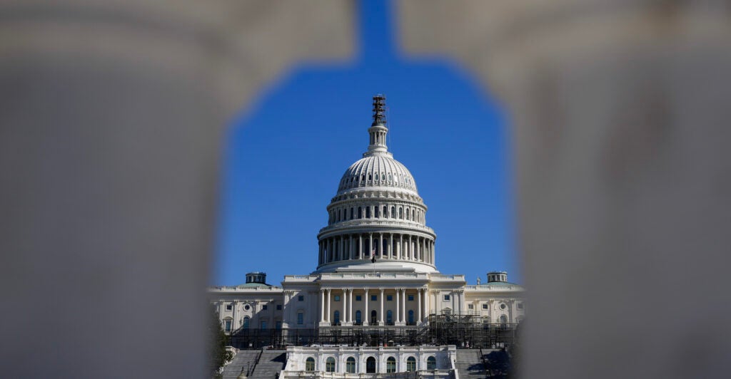 WASHINGTON, DC - OCTOBER 23: A view of the U.S. Capitol October 23, 2023 in Washington, DC. House Republicans are scheduled to hold a candidate forum this evening for Speaker of the House. The House Republican caucus is still searching for a new Speaker of the House candidate after Rep. Jim Jordan (R-OH) failed on three separate attempts to achieve a majority of votes in the House of Representatives. (Photo by Drew Angerer/Getty Images)