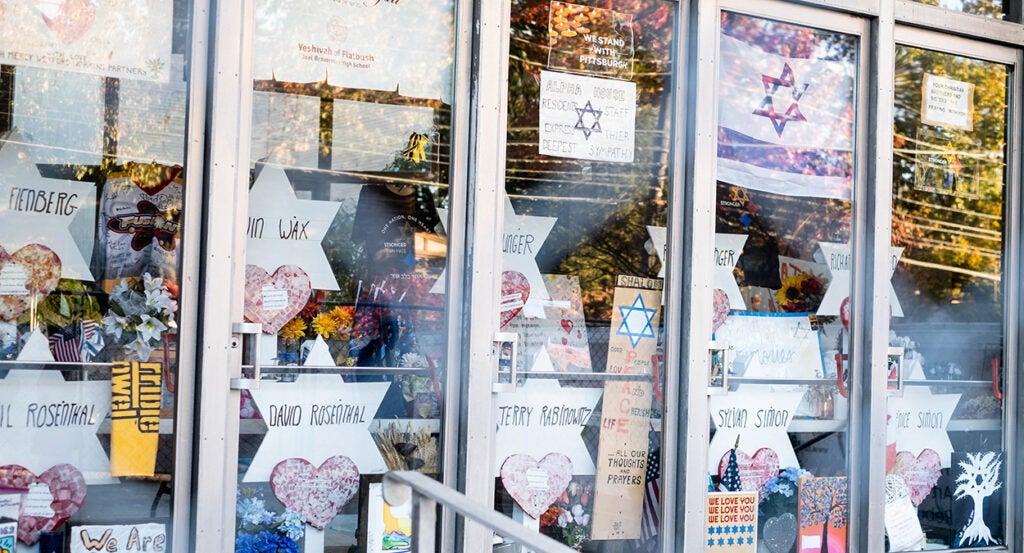 Memorial shows names of victims in the Tree of Life synagogue shooting