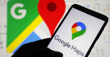 Google Maps hid the directions to a Washington, D.C. pro-life pregnancy center and instead offered searchers options that included a local Planned Parenthood abortion clinic. In this photo illustration, the Google Maps logo is seen on a smartphone screen. (Photo: Pavlo Gonchar/SOPA Images/LightRocket via Getty Images)