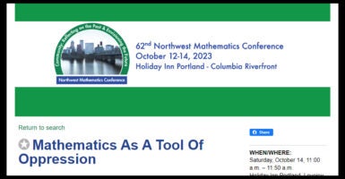 Screenshot of webpage of Northwest Mathematics Conference showing the lecture called “Mathematics as a tool of oppression