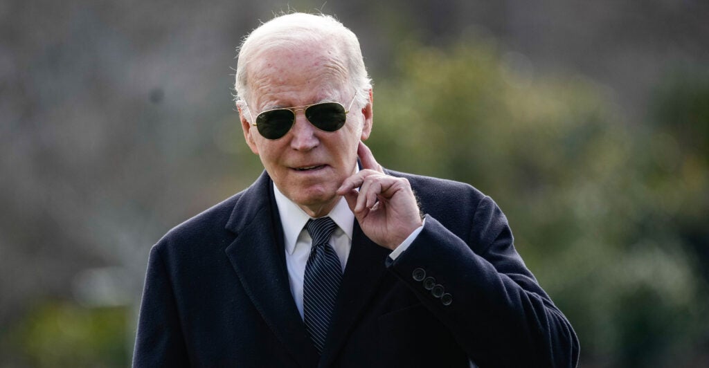 Joe Biden listens question from media