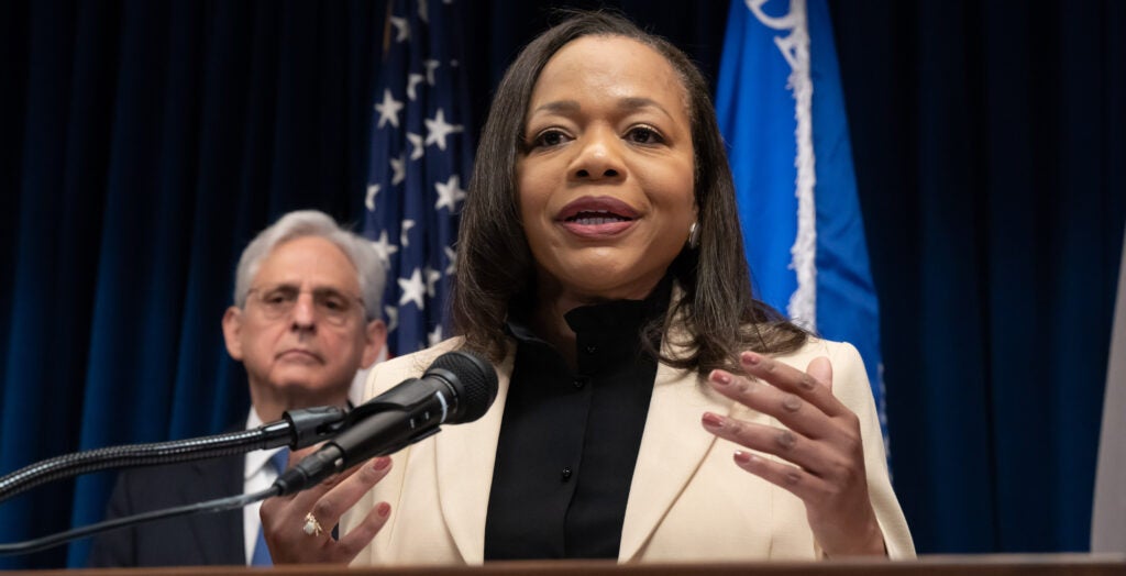 Republican Texas Rep. Chip Roy grilled the assistant attorney general for civil rights at the Department of Justice on Tuesday over the DOJ's targeting of pro-life activists like Catholic father Mark Houck, who was arrested at gunpoint in September 2022. Pictured: U.S. Attorney General Merrick Garland listened as Assistant Attorney General Kristen Clarke spoke at a press conference Friday, June 16, 2023, Minneapolis, Minn. (Photo by Glen Stubbe/Star Tribune via Getty Images)