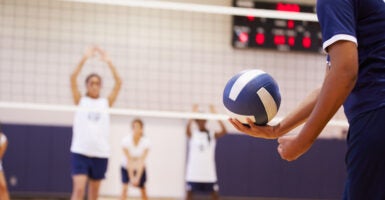 women playing volleyball