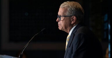 The Ohio House of Representatives voted Wednesday to override Republican Gov. Mike DeWine's veto of a bill that protects children from irreversible transgender sex change procedures and medical interventions, such as puberty blockers and hormones. Pictured: DeWine addresses members of the media in Columbus, Ohio on June 24, 2023. (Photo: Jason Mowry/Icon Sportswire via Getty Images)