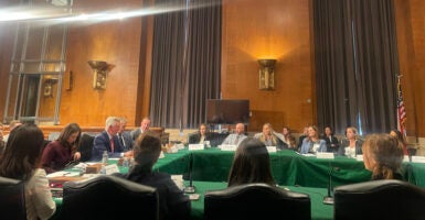 Republican senators met Wednesday with parents to discuss the state of United States education and school systems affected by woke ideology and Critical Race Theory. Photo: Mary Margaret Olohan, The Daily Signal.