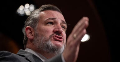 WASHINGTON, DC - JANUARY 24: Sen. Ted Cruz (R-TX) speaks during a news conference with Republican Senators about border security issues at the U.S. Capitol January 24, 2024 in Washington, DC. The Republican Senators stated they want more time to review and debate any Senate bill addressing border security reform and Ukraine funding. (Photo by Drew Angerer/Getty Images)