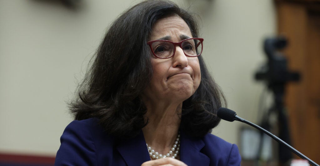 Columbia University President Minouche Shafik testifies before the House Committee on Education and the Workforce on April 17 in Washington, D.C.