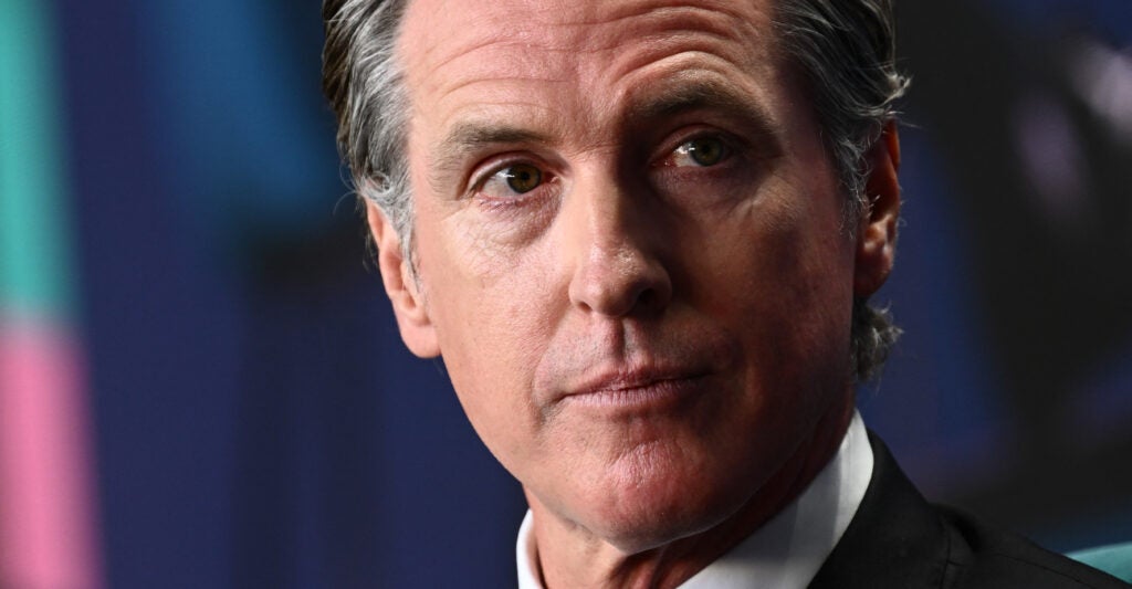 The face of California Gov. Gavin Newsom.