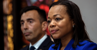 Assistant Atty. Gen. Kristen Clarke, right, and U.S. Atty. Martin Estrada announce a proposed settlement of the governments lending discrimination lawsuit against City National Bank, at a press conference held Second Baptist Church on Thursday, Jan. 12, 2023 in Los Angeles, CA. (Irfan Khan / Los Angeles Times via Getty Images)