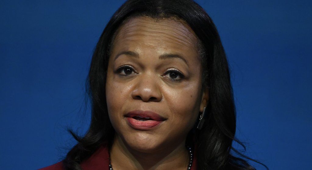 Kristen Clarke, then-nominee for Assistant Attorney General for the Civil Rights Division, speaks at The Queen theater January 7, 2021 in Wilmington, Delaware. (Photo: JIM WATSON / AFP)