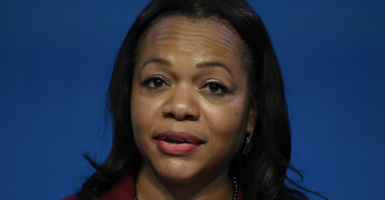 Kristen Clarke, then-nominee for Assistant Attorney General for the Civil Rights Division, speaks at The Queen theater January 7, 2021 in Wilmington, Delaware. (Photo: JIM WATSON / AFP)